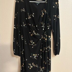 Ralph Lauren Black Floral Long Sleeve Dress